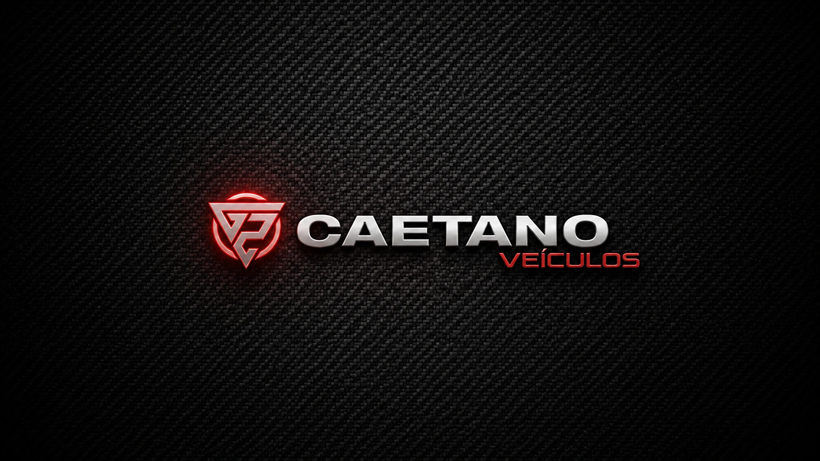 Logo da Caetano Veículos sobre fundo de fibra de carbono